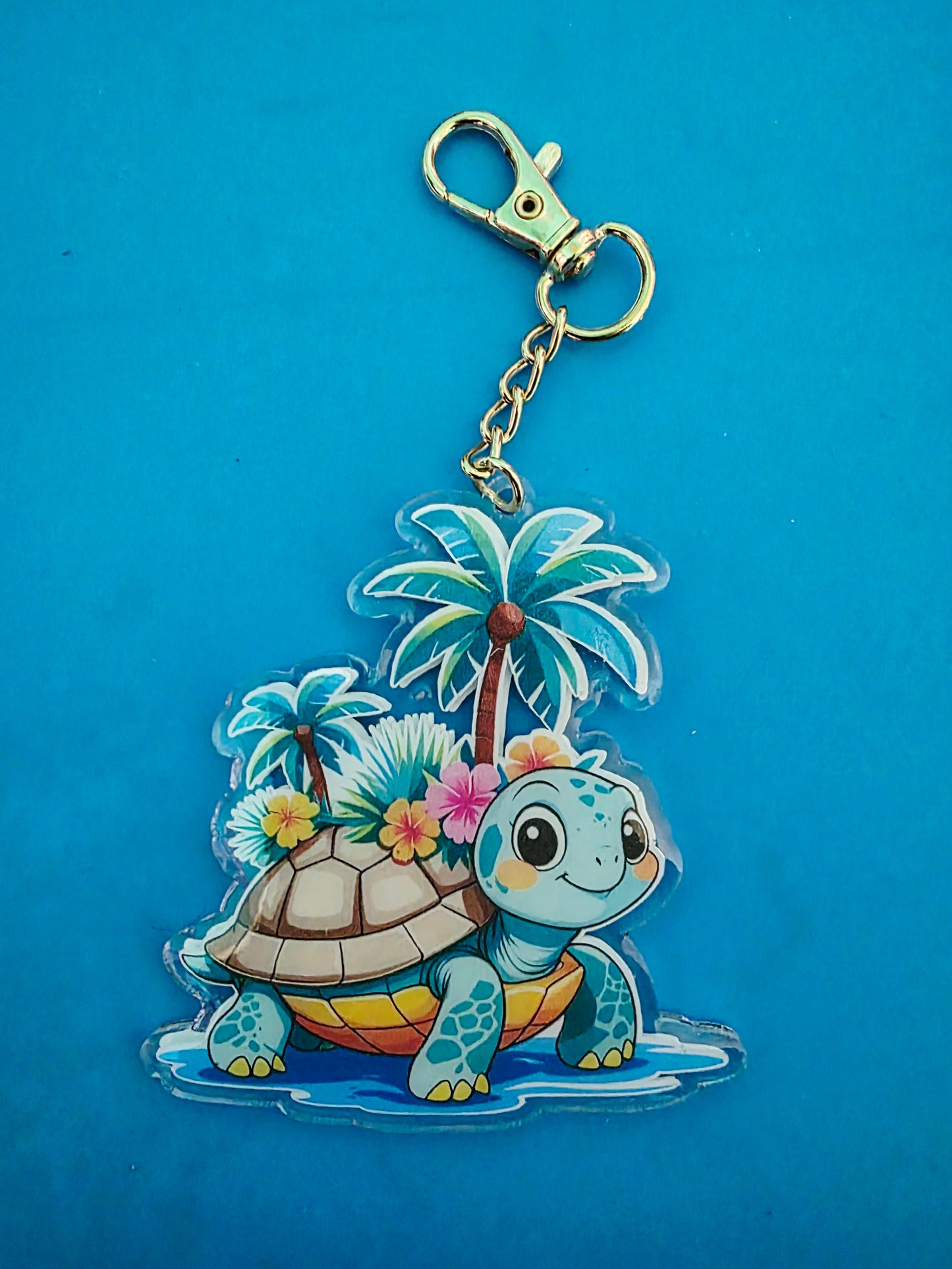 Clear Acrylic Keychains: Turtle Island