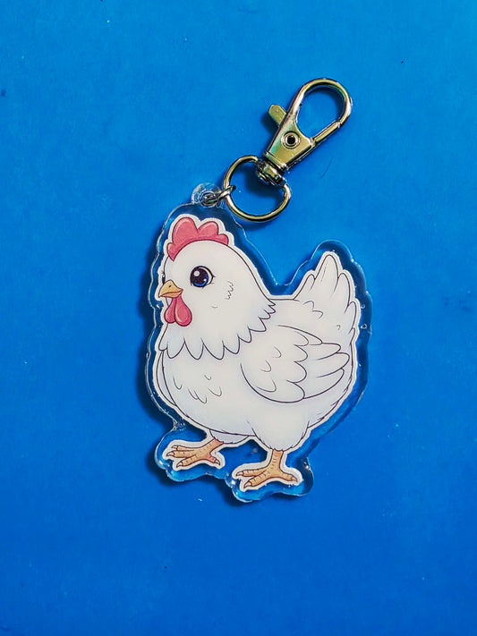 Clear Acrylic Keychain: Chicken